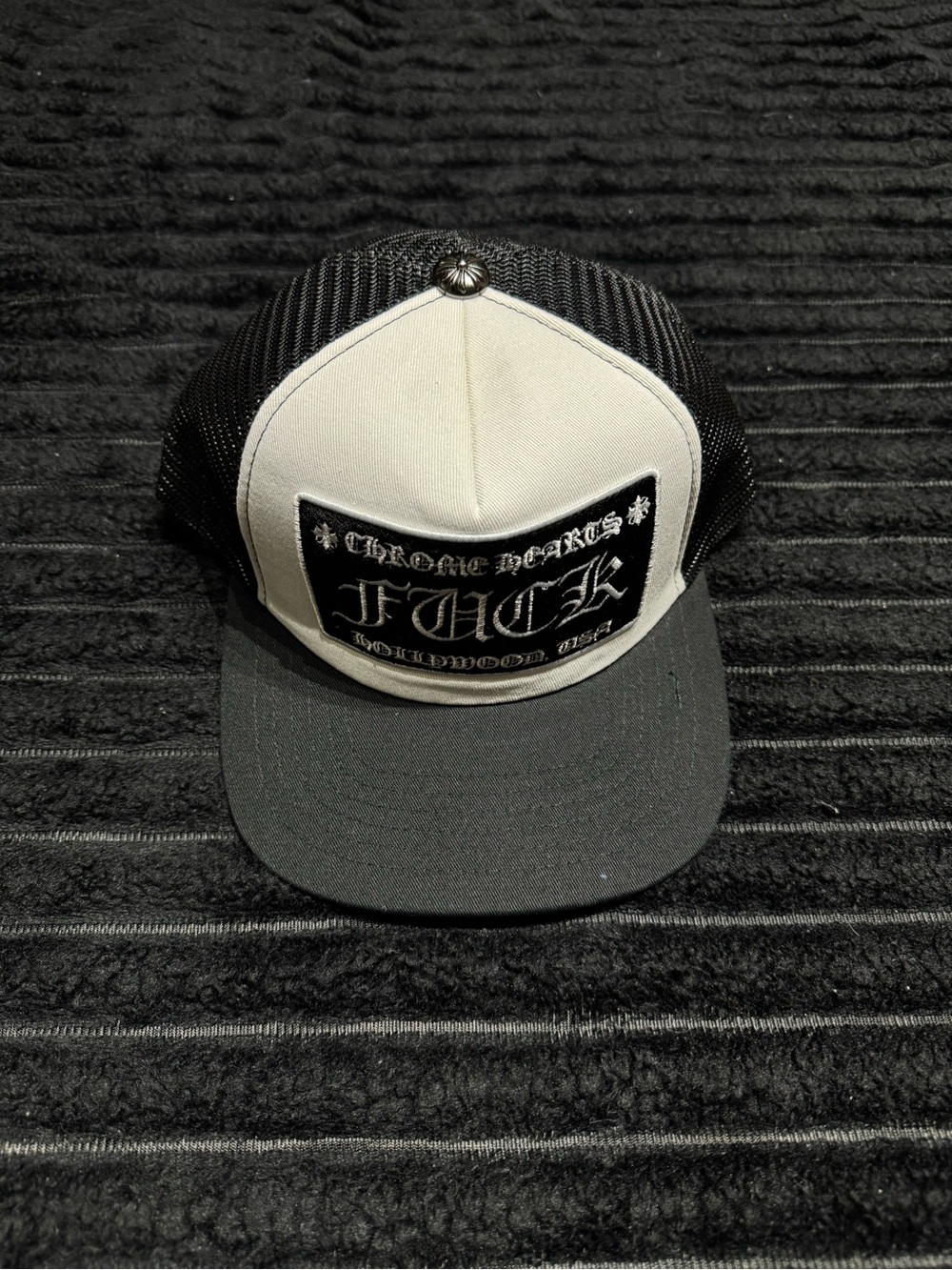 Chrome Hearts Black & White Interior Logo Trucker Cap